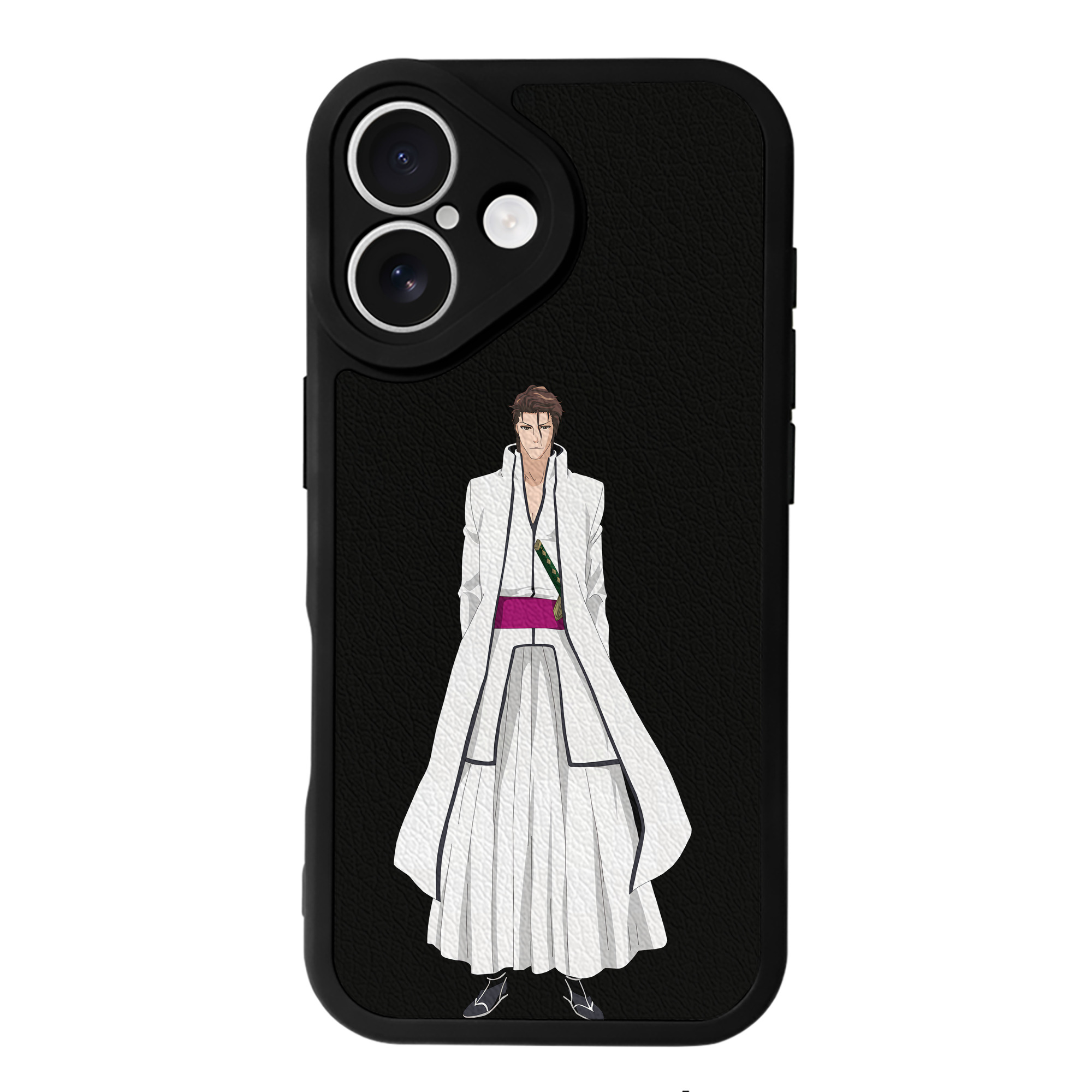 （画像用） ブリーチ 藍染 惣右介（あいぜん そうすけ） BLEACH Aizen Sousuke 【iPhone 16シリーズ対応】シリコンスマホケース（レザー調） 材質：シリコン